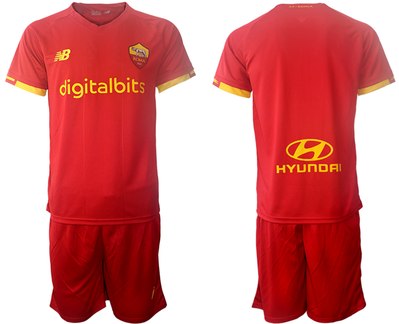 Men 2021-2022 Club AS Roma home red blank Soccer Jersey->customized soccer jersey->Custom Jersey